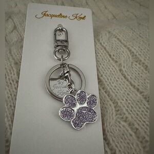 Silver and Purple Paw Keychain- add to tumbler, purse, bag and more. New